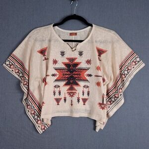 Scully Shirt Womens Medium Southwestern Shawl Cape Sheer Western Pullover